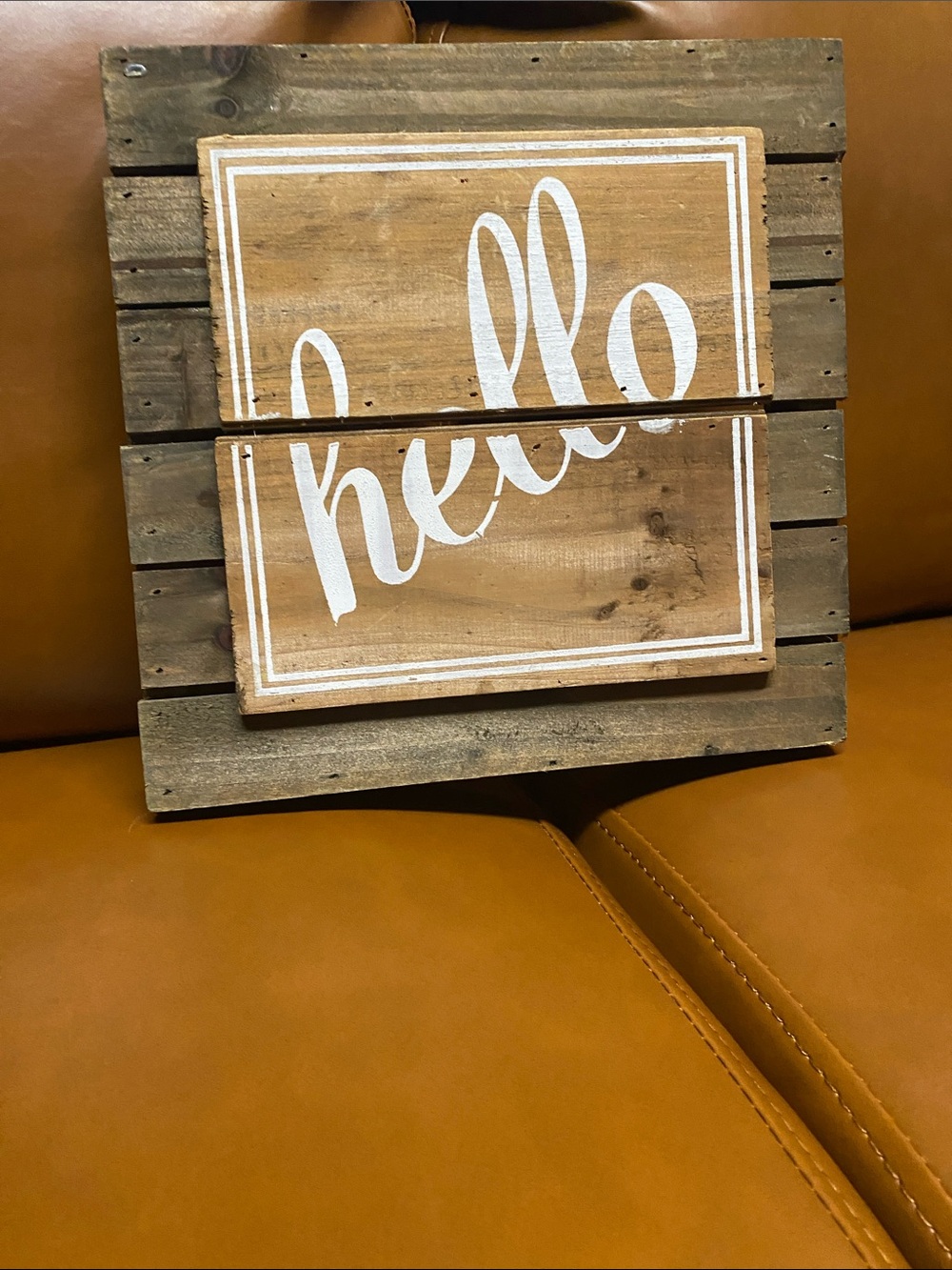 Hand-Painted Rustic 'Hello' Wood Wall Sign - White on Natural Wood